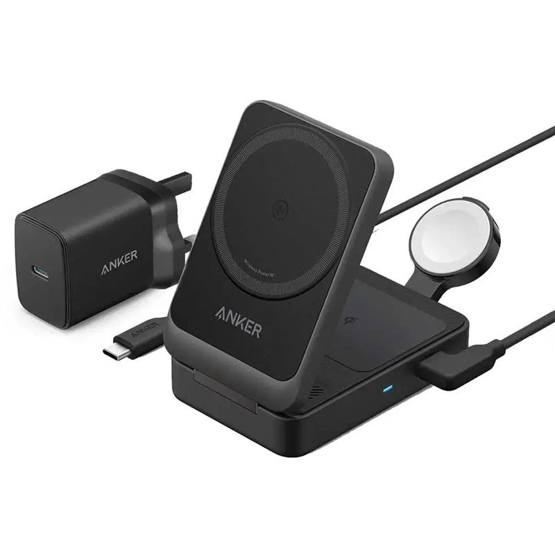 انكر شاحن لاسلكي ماج جو (15 واط، قابل للطي 3 في 1) - أسود انكر شاحن لاسلكي ماج جو (15 واط، قابل للطي 3 في 1) - أسود